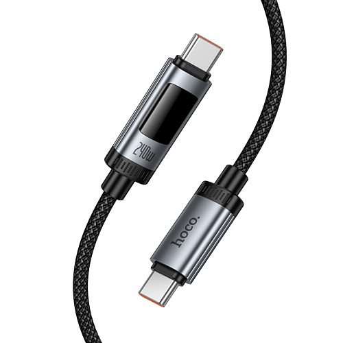 USB Кабель Type-C, HOCO, U148, 1.2м, 100W с дисплеем, черный