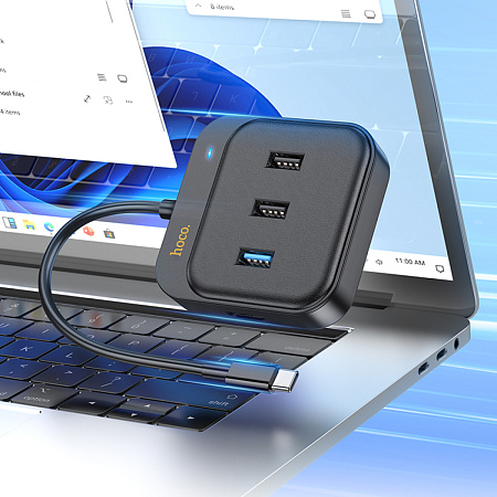 USB Хаб (HB36) с 1 Type-C на HDMI+1 USB 3.0+2 USB 2.0+1 PD, HOCO, черный