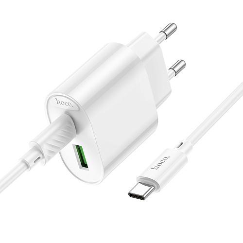 Сетевое зарядное устройство, 1 PD 20W + 1 USB 3.0 QC (C109A), HOCO, Type-C to Type-C, белый