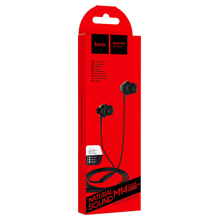 Проводные наушники M14 Universal Earphone, вакуумные с микрофоном, HOCO, черные