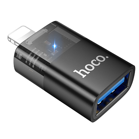 Переходник OTG Lightning, Lightning (папа) на USB (мама), UA36, HOCO, черный