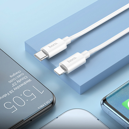 Кабель Lightning to Type-C (PD), HOCO, X87, 1м, силиконовый, белый