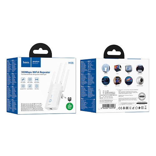 Репитер WiFi4, HI35, HOCO, белый