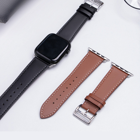 Ремешок на руку для Apple Watch 44/45/46/49 мм, HOCO, WA17, коровья кожа, черный