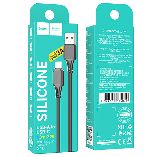 USB Кабель Type-C, HOCO, X101, 1м, черный