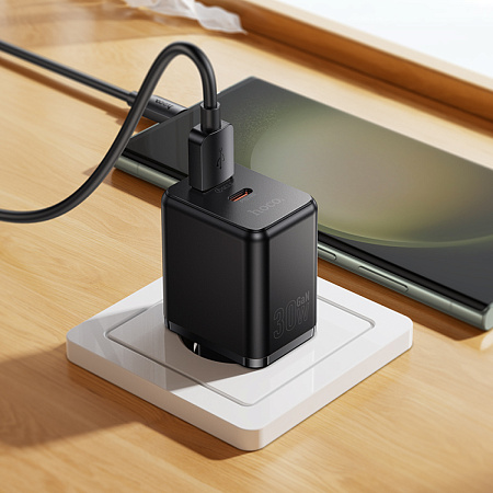 Сетевое зарядное устройство, 1 PD 30W + 1 USB 3.0 QC (C157A), HOCO, черный