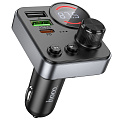 Bluetooth FM модулятор, E86, HOCO, 1 USB QC3.0+1 PD (30Вт)+1 USB 5V/0.5A, черный