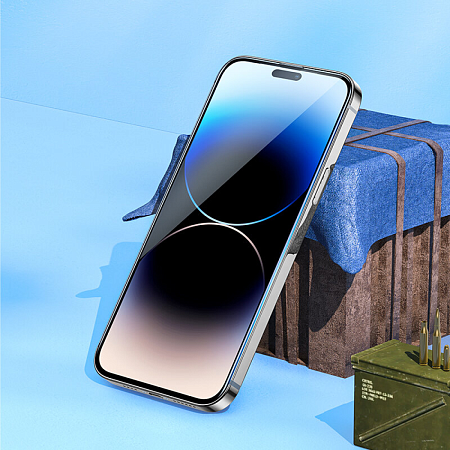 Защитное стекло на iPhone 14 Pro (6.1), 6D, с сеточкой для динамика, черное, X-CASE
