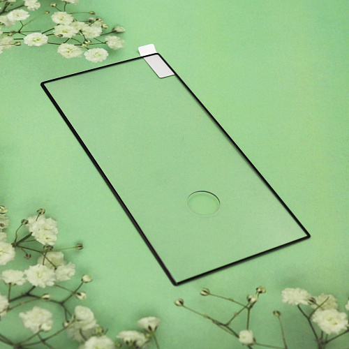 Защитное стекло на Samsung Galaxy S23 Ultra, полный клей, прозрачное с черной рамкой, X-CASE