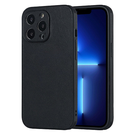 Чехол силиконовый для iPhone 14 Pro (6.1), экокожа, DU DU, черный