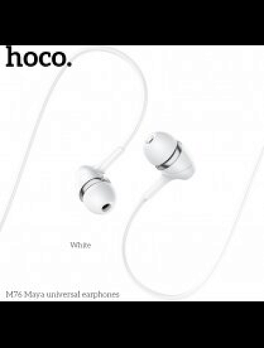 Проводные наушники M76 Maya universal earphones, HOCO, вакуумные с микрофоном, белые