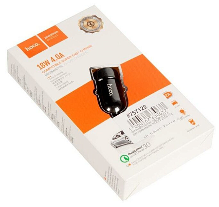 Автомобильное зарядное устройство, 1 USB 18W, QC3.0 (Z32A), HOCO, черный