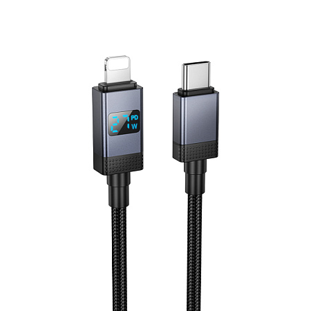 Кабель Lightning to Type-C (PD), HOCO, X118, 1м, с дисплеем, черный