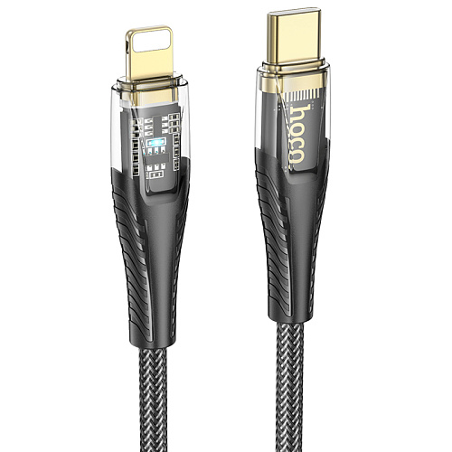 Кабель Lightning to Type-C (PD), HOCO, U121, 1м, черный