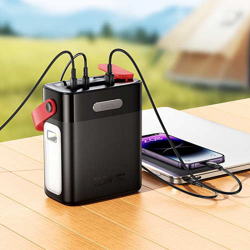 Универсальный Доп. Аккумулятор 80000mAh, J143, HOCO, выход: 1 USB 22.5W+ 2 USB 5V/2+2 PD 20W, черный