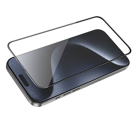 Защитное стекло для iPhone 16 Pro, G16, HOCO, Guardian shield series full-screen 5D large arc tempered glass, черное