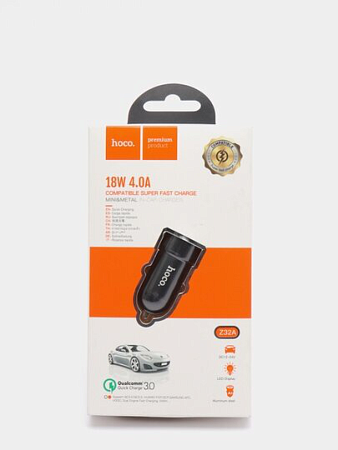 Автомобильное зарядное устройство, 1 USB 18W, QC3.0 (Z32A), HOCO, черный