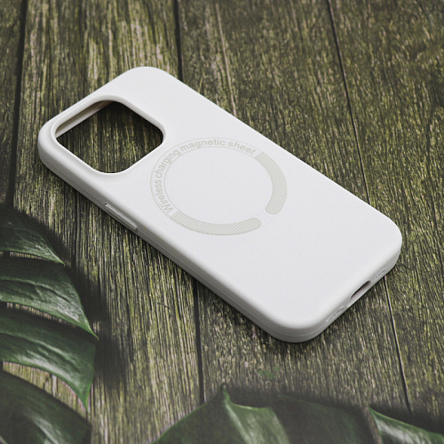 Чехол-накладка для iPhone 15 Pro Max, Silicon Case, магнитный (MagSafe), без лого, X-CASE, белый