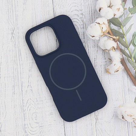 Чехол-накладка для iPhone 16 Pro Max, Silicon Case, магнитный (MagSafe), без лого, X-CASE, синий