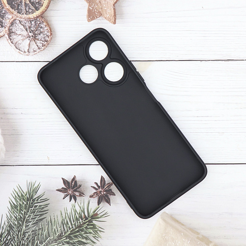 Чехол силиконовый для Xiaomi Poco M6 (4G), с микрофиброй внутри, с защитой камеры, X-CASE, черный