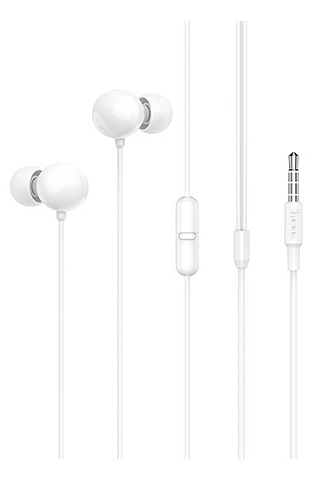 Проводные наушники M69, Hoco, вакуумные с микрофоном, белые