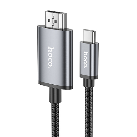 HDMI кабель на Type-C, UA27, HOCO, 2м, металлический серый