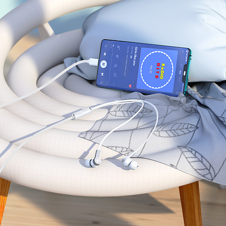 Проводные наушники M86, Type-C, Ocean universal digital earphones, HOCO, вакуумные с микрофоном, белый