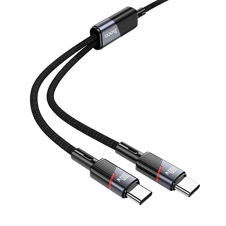 Кабель с 1 Type-C на 2 Type-C, U139, HOCO, 100W, цвет черный