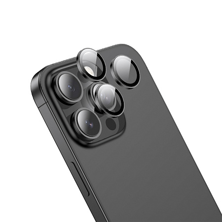 Защитное стекло для iPhone 16 Pro/16 Pro Max, V14, HOCO, на заднюю камеру, черный