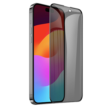 Защитное стекло для iPhone 15 Pro, A12 Pro, HOCO, Privacy Nano 3D full screen edges, черное
