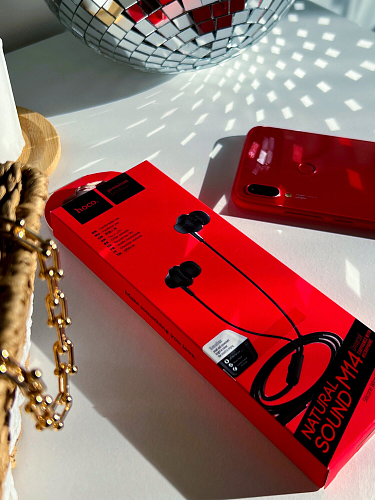 Проводные наушники M14 Universal Earphone, вакуумные с микрофоном, HOCO, черные