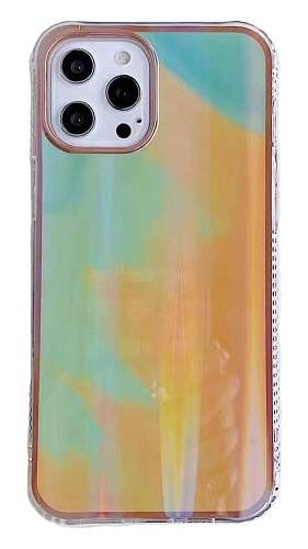 Чехол силиконовый для iPhone 12 (6.1)/12 PRO (6.1), переливающийся, X-CASE, салатовый с желтым