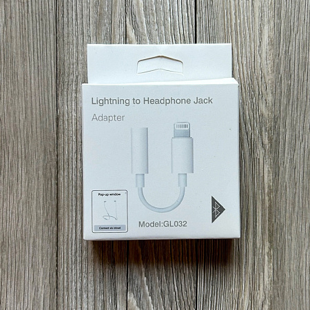 Переходник Lightning to наушники Jack, с bluetooth, музыка+разговор, GL032/JH-002, белый