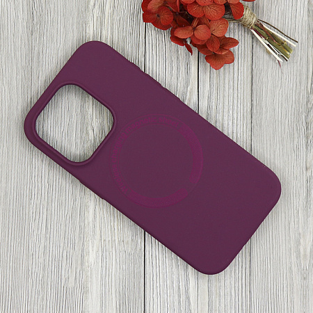 Чехол-накладка для iPhone 15 Pro, Silicon Case, магнитный (MagSafe), без лого, X-CASE, винный