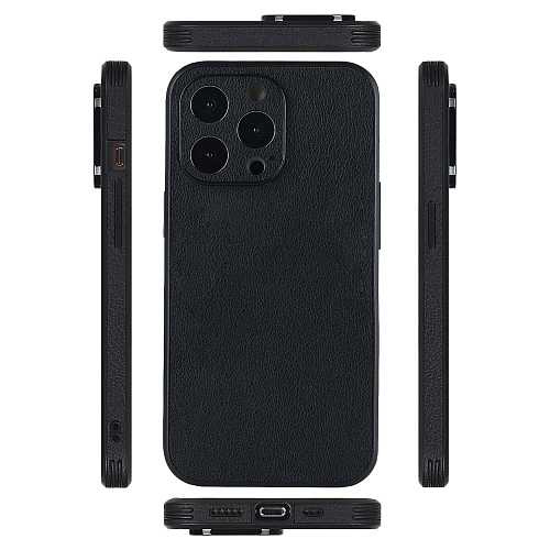 Чехол силиконовый для iPhone 14 Pro (6.1), экокожа, DU DU, черный