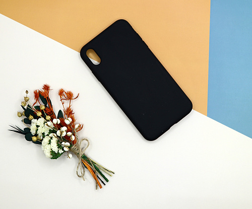 Чехол-накладка для iPhone XS Mas, Silicon Case, без лого, черный