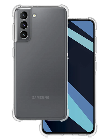 Чехол силиконовый для Samsung Galaxy S21, усиленные края, микс, X-CASE, прозрачный
