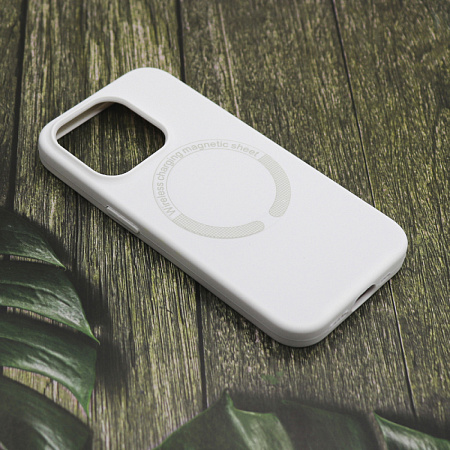 Чехол-накладка для iPhone 15 Pro, Silicon Case, магнитный (MagSafe), без лого, X-CASE, белый
