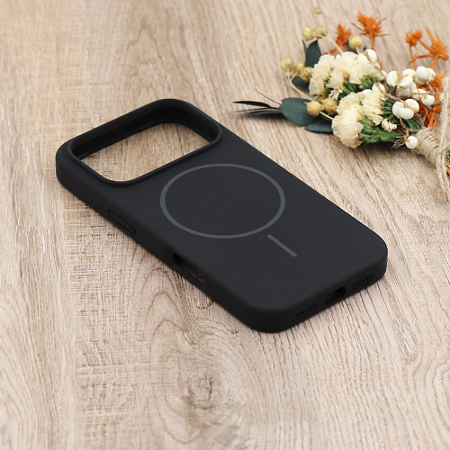 Чехол-накладка для iPhone 17 Pro, Silicon Case, магнитный (MagSafe), без лого, X-CASE, черный