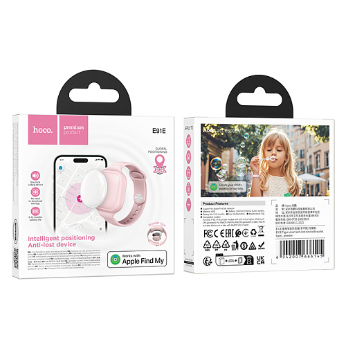 Устройство для поиска вещей E91E, синхронизация с IOS, Носо, белый с розовым браслетом на руку