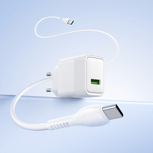 Сетевое зарядное устройство, 1 USB 3.0 QC 22.5W (CS111A), HOCO, Type-C, белый