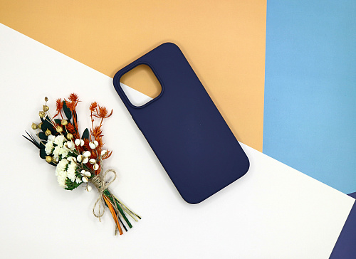 Чехол-накладка для iPhone 14 Pro Max, Silicon Case, без лого, темно-синий