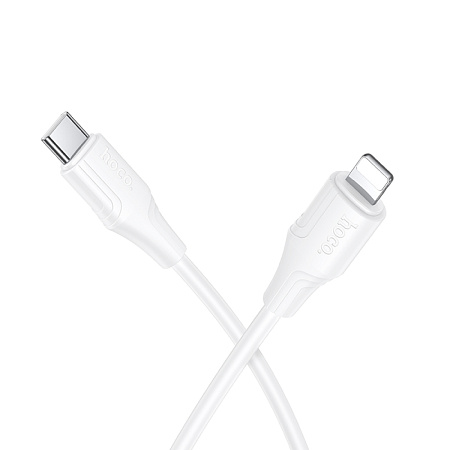 Кабель Lightning to Type-C (PD), HOCO, X124, 1м, силиконовый, 27W, белый