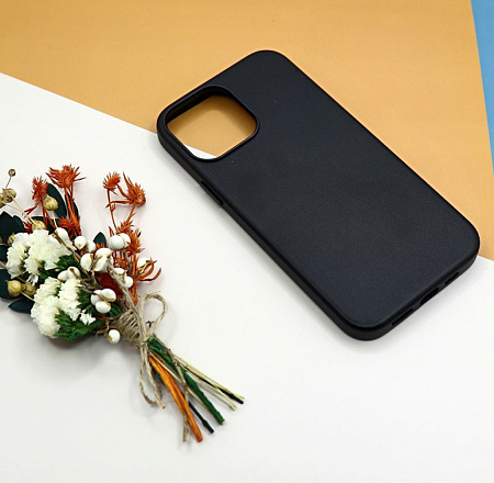 Чехол-накладка для iPhone 15 Pro Max, экокожа, магнитный (MagSafe), без лого, X-CASE, черный