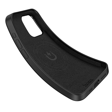 Чехол для iPhone 15 Plus, Silicone case, Магнитный (MagSafe), Pure series, HOCO, черный