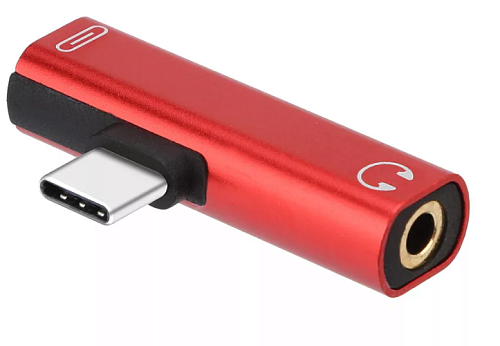 Переходник Type-C на 3,5mm Jack+зарядка Type-C, черный