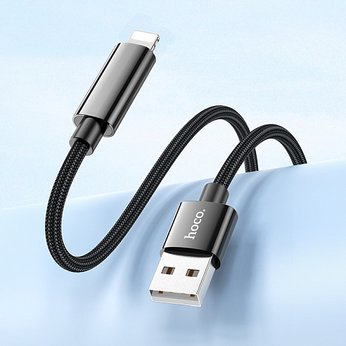 USB дата кабель Lightning, HOCO, U125, 1.2м, с дисплеем, черный