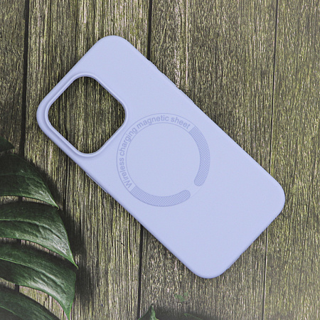 Чехол-накладка для iPhone 15 Pro Max, Silicon Case, магнитный (MagSafe), без лого, X-CASE, светло-голубой