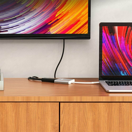 USB Хаб (HB14) c 1 Type-C на USB 3.0+HDMI+PD, HOCO, серебро
