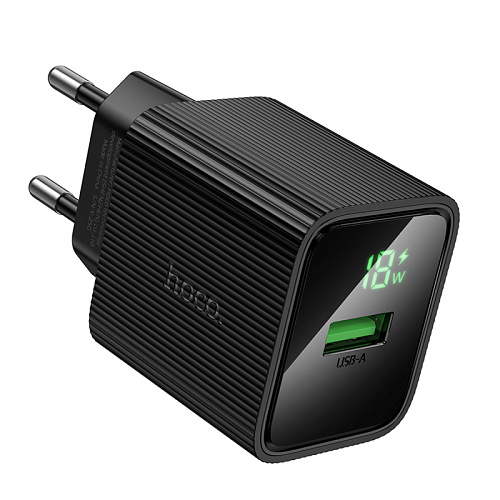 Сетевое зарядное устройство, 1 USB 3.0 QC (CS81A), HOCO, с дисплеем, черный